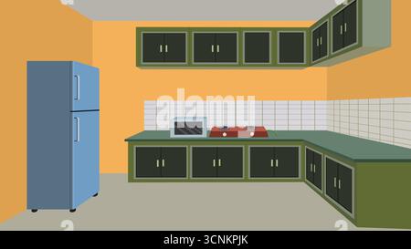 Gemütliche Kücheneinrichtung mit modernem Gerät Stock Vektor