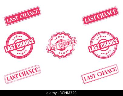 Eine Sammlung von „Last Chance“-Gummistempeln und -Dichtungen Stock Vektor
