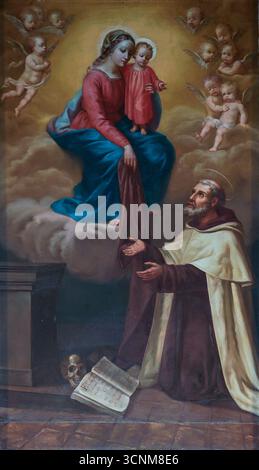 Israel; Kloster Stella Maris; Maria überreicht das Skapulier; María entrega el escapulario; szkaplerz Stockfoto