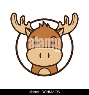 Elchgesicht in Zeichentrick-Illustration isoliert auf weißem Hintergrund Stockfoto