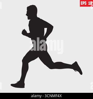 Running Herren mit schwarzem Icon-Laufsport-Vektor-Design. Stock Vektor