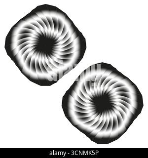 Abstrakte Spiralmuster. Gedrehte Linienformen. Verwirbelungsvektor. Optische Illusionsdarstellung. EPS 10. Stock Vektor