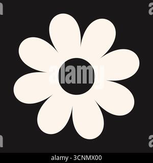 Flache, stilisierte Gänseblümchen-Illustration mit auffälligem, minimalem Look. Die einfache Blütenstruktur vermittelt Klarheit, Ausgewogenheit und floralen Charme Stock Vektor