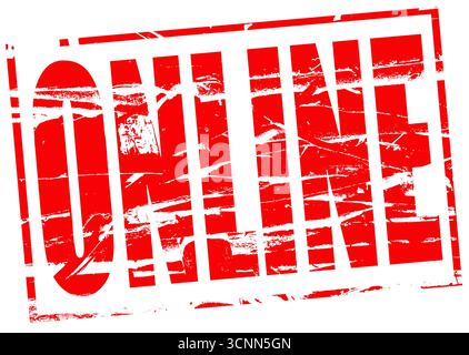 Digitales Composite. Roter Gummistempel - Online. Die Menge der Zeit, die online verbracht wird, ist ein Grund zur Sorge für die allgemeine psychische Gesundheit mit vielen Stockfoto