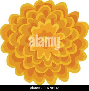 Einzelne gelbe Ringelblume. Blumendekoration für indische Blumengirlande toran. Zendu Blume isoliert auf Hintergrund. Diwali, Pongal, Pooja, Dia de los Muer Stock Vektor