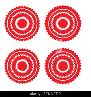 Red Starburst Preisschilder Set – Verkaufsaufkleber, Rabattabzeichen, Sonderangebot, Retro Burst-Etiketten Stock Vektor