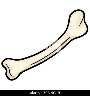 Eine skurrile Vektor-Illustration eines einzelnen Knochens, im Cartoon-Stil mit cremigem Beige und kräftigen schwarzen Umrissen, geeignet für verspielte Stock Vektor