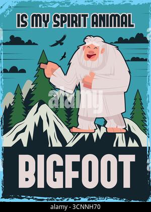 Bigfoot-Plakat. Vorlage für Retro-Poster mit Bigfoot-Illustration und Platz für persönlichen Text Original-Artwork Stock Vektor