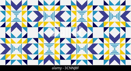 Auffällige, nahtlose, geometrische Steppdecke blockiert Muster, Dreiecke und Diamantenformen. Perfekt für Textilien, abstrakte Hintergründe, Textildesigns und c Stock Vektor