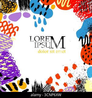 Hintergrund mehrfarbig mit Blots. Kreativer abstrakter Kunsthintergrund. Handgezeichnet. Vektorabbildung Stock Vektor