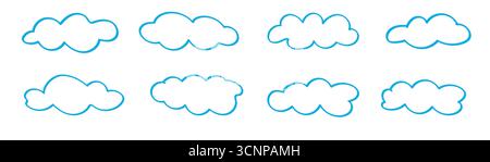 Cloud. Abstrakt weiß bewölkt, isoliert auf blauem Hintergrund. Vektorgrafik Stock Vektor