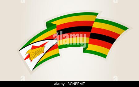 Simbabwe Flag in abstrakter Ribbon Form, nationales Symbol Simbabwes. Dieser Vektor ist ideal für nationale Veranstaltungen, Unabhängigkeitstag, internatio Stock Vektor
