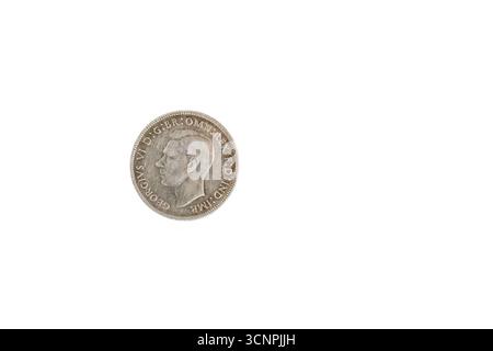 Cardiff Mid Glamorgan Wales Großbritannien 22. September 2025 Britisches Empire König George VI Silber zwei Schilling Münze Gesicht Stockfoto