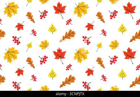 Herbstmuster auf transparentem Hintergrund. Isoliertes Herbstmuster handgezeichnetes Blattmuster. Isolierter Herbstdruck. Stock Vektor
