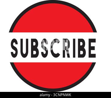 Fetter roter Abonnierschalter – Rundzeichen für YouTube, soziale Medien, Channel-Werbung und Marketing-Design Stock Vektor