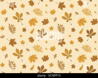 Herbstvektormuster. Nahtloses Blattmuster. Handgezeichnetes Blattmuster. Herbstmuster. Stock Vektor
