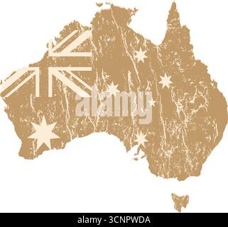 Australien Karte mit Grunge Textur - Vektor Illustration Stock Vektor
