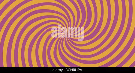 Psychedelische Spiralwirbel Hintergrund mit kräftigen violetten und orangen Wellen. Abstraktes, unregelmäßiges Muster in Spiralen und Wirbeln für Retro-Poster, Albumcover oder Stock Vektor