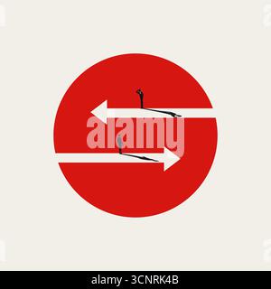 Meinungsverschiedenheiten, Konflikte und entgegengesetzte Richtungen, Business Vector Concept. Minimalistisches Design – Illustration 10. Stock Vektor