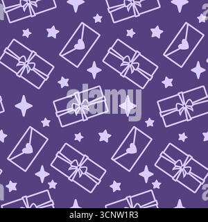 Nahtloses Muster mit Geschenkboxen. Für Geburtstag und festliches Design. Stock Vektor