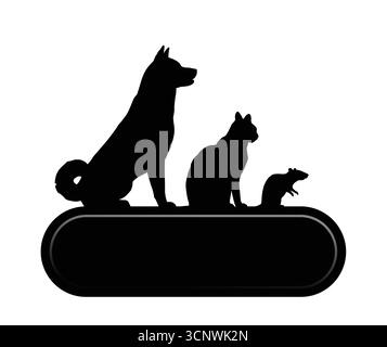 Das Haustier-Shop-Symbol mit Hund, Katze und Ratte. Stock Vektor