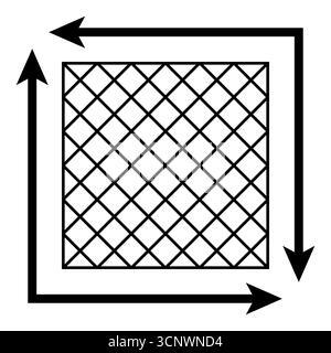 Quadratisches Symbol, rotierende Pfeile um das Diamantgitter, Meter-Fuß-Quadrat Stock Vektor