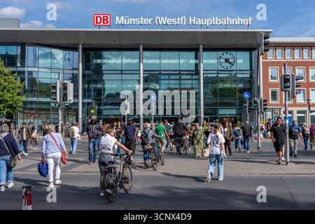 Bahnhofsvorplatz Münster Hauptbahnhof, Fußgängerübergang über die Bahnhofstraße, Nordrhein-Westfalen, Deutschland Stockfoto