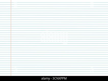 Leeres Blatt mit liniertem Notizbuchpapier. Linierte Seite aus einem Schulnotizblock Stock Vektor