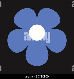 Minimales blaues Blumensymbol, das Einfachheit mit fettgedruckter Geometrie kombiniert. Ein dekoratives Kunstwerk mit botanischem Charme Stock Vektor