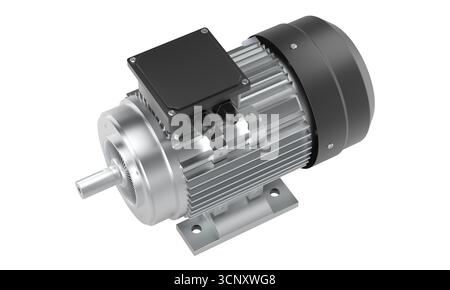 Transparenter Hintergrund für 3D-Industrielektromotor Stockfoto