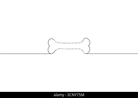 Minimalistische schwarze Linienzeichnung eines Hundeknochens auf einem weißen Hintergrundeffekt Stock Vektor