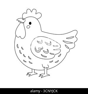 Zeichentrick-Hühnchen-Ausmalseite. Stock Vektor