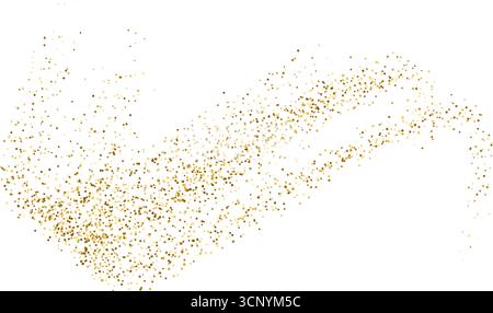 Goldstippelfluss, Glitzer-Wellenmuster. Dynamische goldene Schimmerwellen mit kleinen Partikeln und Glanzeffekten. Goldenes Vektorpulver Stock Vektor