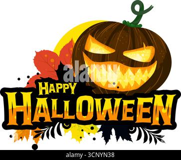 Glückliche halloween-Grußkarte mit Kürbis - Vektor-Illustration Stock Vektor