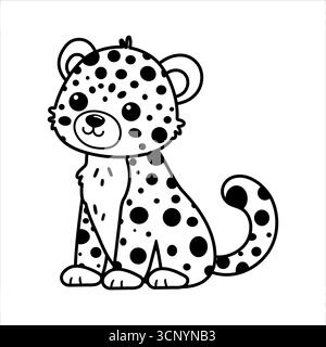 Niedliche Leopard Vektor Illustration Dschungel Färbung Seite Stock Vektor