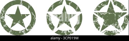Drei Militärsterne grunge-Symbole Set - Vektor-Symbol Stock Vektor