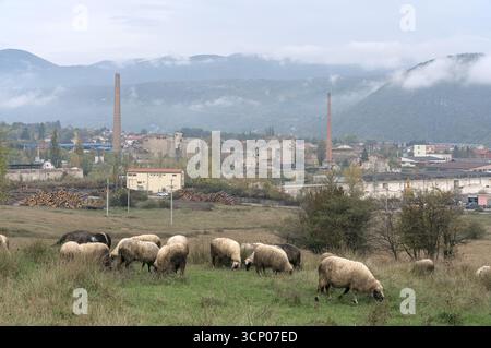 Bosnien und Herzegowina, Drvar (Mun.), Drvar (Titov Drvar): Panoramablick Stockfoto