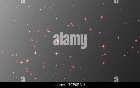 Rote funkelnde Sterne, glänzende Partikel Lichteffekt, transparente, fliegende Sternenstaub-Textur Stock Vektor