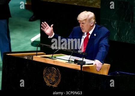 Präsident Donald J. Trump auf der 80. Sitzung der UN-Generalversammlung Stockfoto