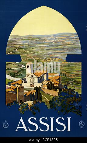 Assisi, Vintage-Reiseposter für ENIT, ca. 1920 Stockfoto