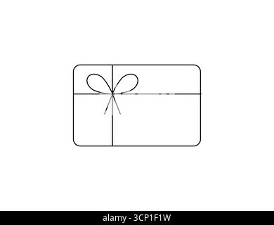 Minimalistischer schwarzer Umriss einer Geschenkbox mit Band. Stock Vektor