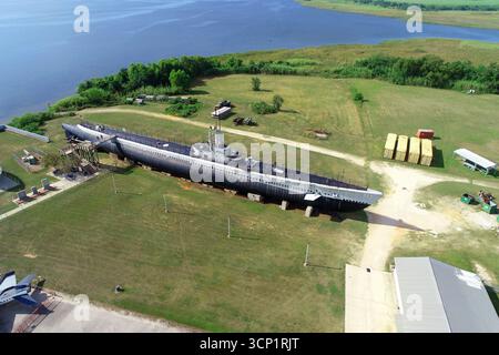 U-Boot USS Drum im Zweiten Weltkrieg im USS Alabama Battleship Memorial Park Mobile Alabama 09.15.2025 Stockfoto