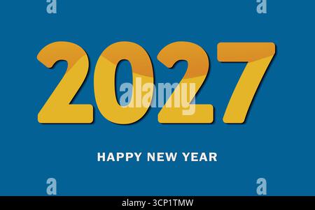 Frohe Weihnachten oder Happy New Year Design. 2027 Weihnachtsdekoration auf farbigem Hintergrund. Grußvektorkarte, Banner, Festkonzept mit Metallic Stock Vektor