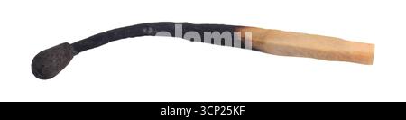 Verbrannte Übereinstimmungen isoliert auf weißem Hintergrund Stockfoto