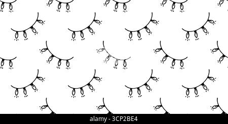 Nahtlose Kritzelleuchten im umrissenen, handgezeichneten Stil. Weihnachtslinie Kunst Vektor Hintergrund. Stock Vektor