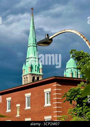 Details, Notre-Dame du Saint Rosaire, Katholische Kirche, St. Hubert Street, Villeray, Montreal Stockfoto