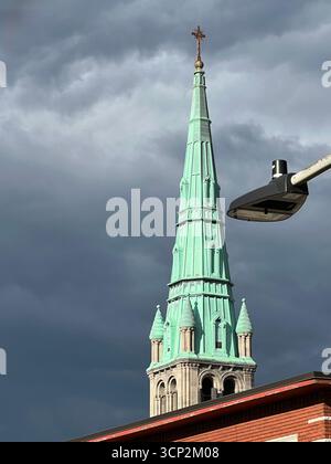 Details, Notre-Dame du Saint Rosaire, Katholische Kirche, St. Hubert Street, Villeray, Montreal Stockfoto