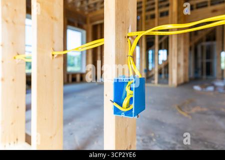 Steckdosen bei Neubau Stockfoto