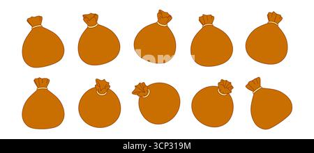 Flachbild-Illustration von Geldbeuteln in verschiedenen isometrischen Winkeln und Perspektiven. Minimaler 3D-Effekt, Finanz-, Geschäfts-, Schätze- oder Spieleguthaben Stock Vektor