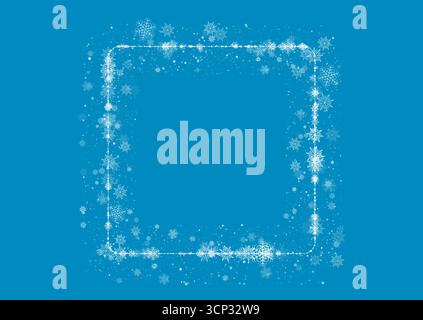 Abstrakter quadratischer Rahmen aus Schneeflocken und Punkten Winterhintergrund. Vektor Weihnachten und Neujahr Design Stock Vektor
